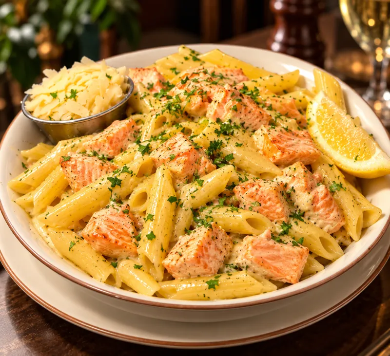 Penne au saumon basilic