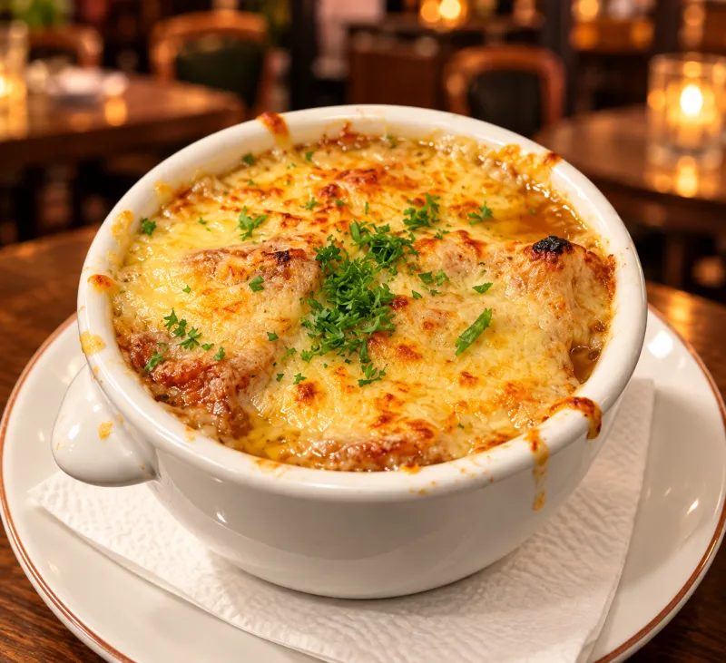 Soupe à l'oignon gratinée